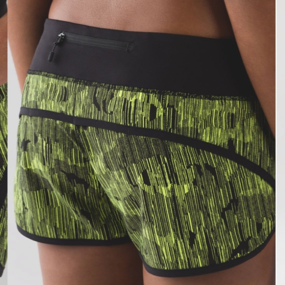 Lululemon Speed Short Down Pour Lime Light 2 EUC